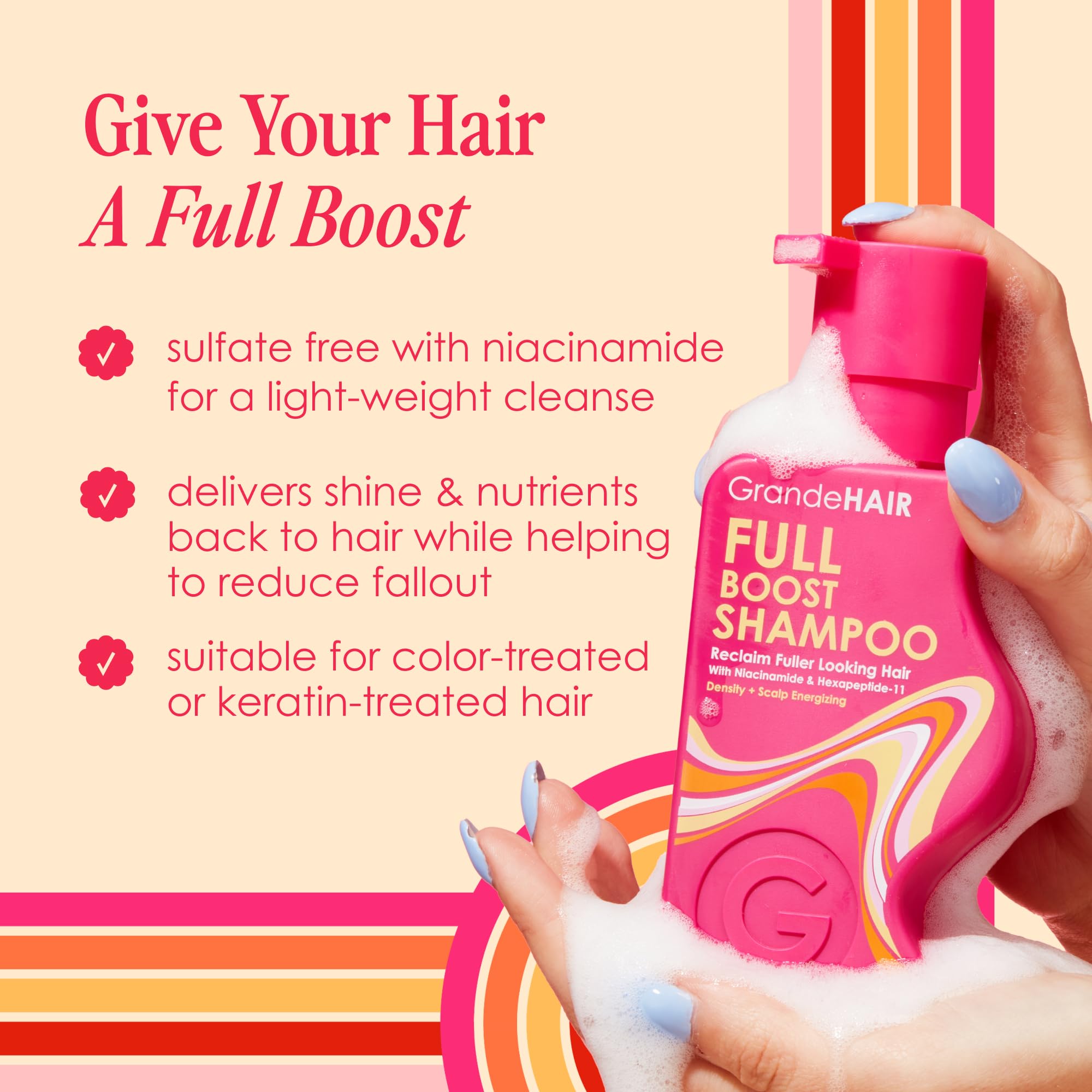 Grande Cosmetics Shampoo For Women, Cleanses, Exfoliates & Reduces Fallout For Fuller Looking Hair, Sulfate-Free
